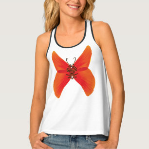 Orange Red Poppy Butterfly with Your Name Tank Top