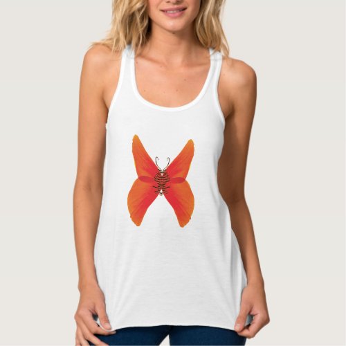 Orange Red Poppy Butterfly with Your Name Tank Top