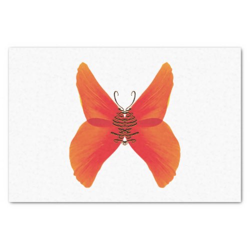 Orange Red Poppy Butterfly with Your Name Tissue Paper