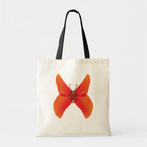 Orange Red Poppy Butterfly with Your Name Tote Bag