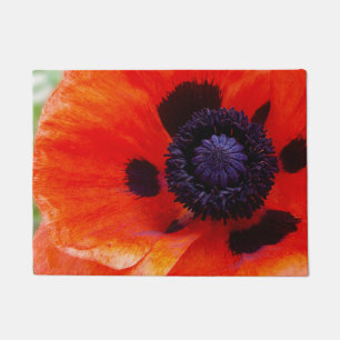 Orange Red Poppy Floral Doormat