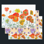 Orange Red Poppy Flower Pattern Watercolor Wrapping Paper Sheets<br><div class="desc">Red Poppy Watrecolour Flower Pattern Paper Party Plate. Designed from my original watercolours.</div>