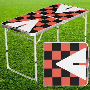 Orange-Red Punk Rocker with Cup Triangles Tailgate Beer Pong Table