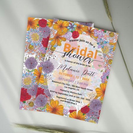 Orange Red Purple Garden Flowers Bridal Shower