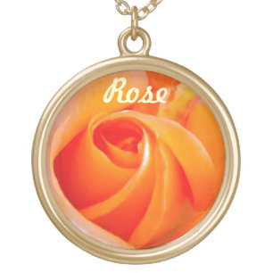 Orange Red Rose Name Pendant