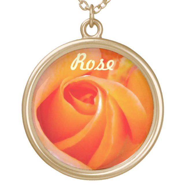 Orange Red Rose Name Pendant (Front)