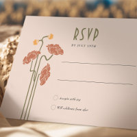 Orange Red RSVP Card Vintage Art Nouveau
