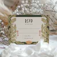 Orange Red RSVP Card Vintage Art Nouveau