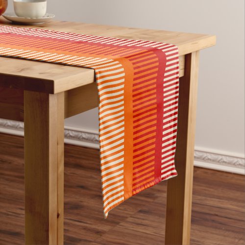 Orange Red Striped Pattern Short Table Runner