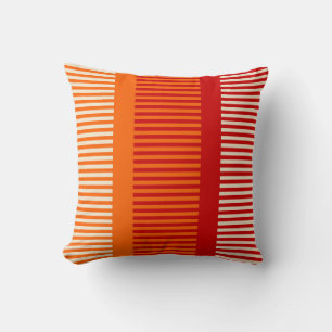 Orange Red Stripes Throw Pillow