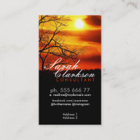 Orange Red Sunset Silhouette Business Card