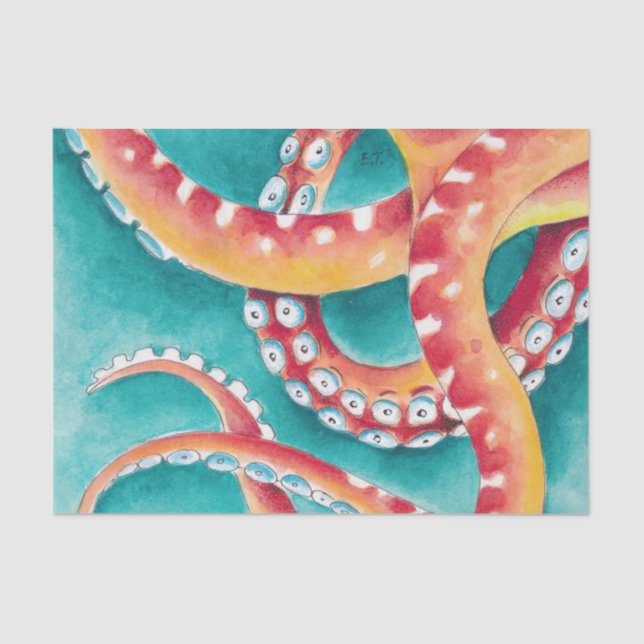Orange Red Tentacles Tissue Paper (Front)