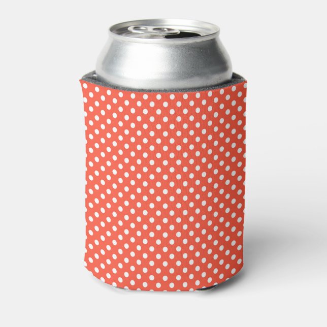 Orange, Red, terracotta polka dot  Can Cooler (Can Back)