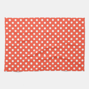 Orange, Red, terracotta polka dot Kitchen Towel