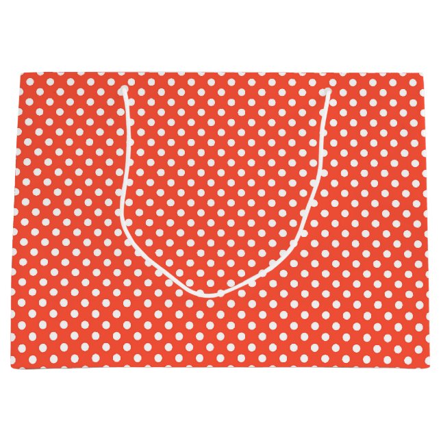 Orange, Red, terracotta polka dot  Large Gift Bag (Front)