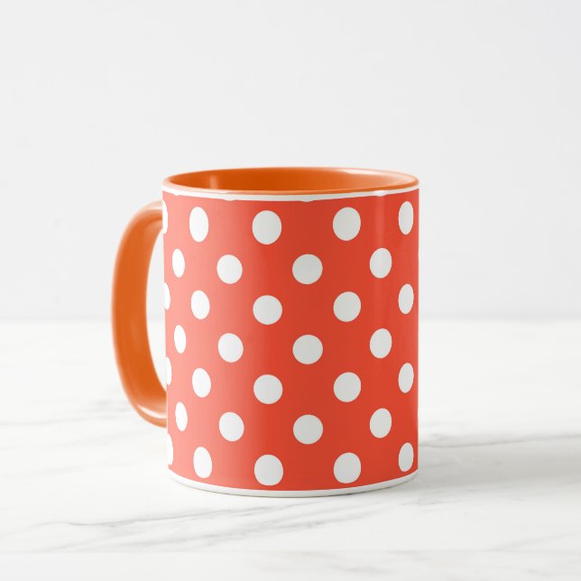 Orange, Red, terracotta polka dot  Mug (Front Left)