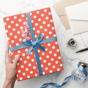 Orange, Red, terracotta polka dot Wrapping Paper