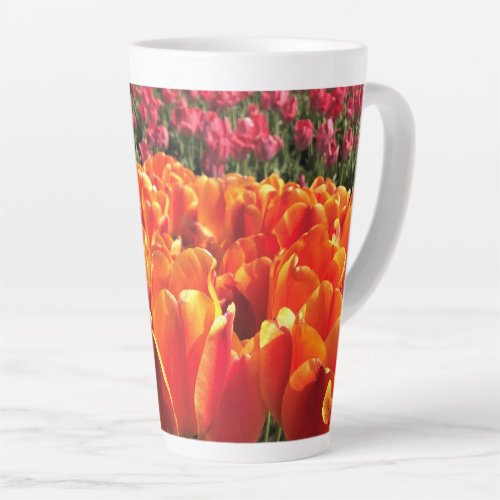 Orange  Red Tulips Latte Mug