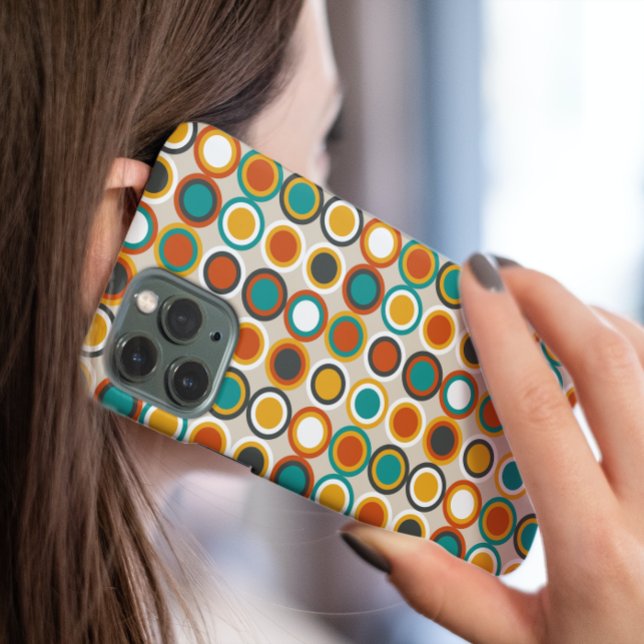 Orange Red Turquoise Funky Circles Mid Century Case-Mate iPhone Case (Creator Uploaded)