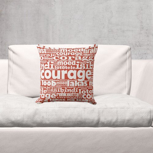 Orange_Red Typography Courage Maia Moed Carejo  Throw Pillow