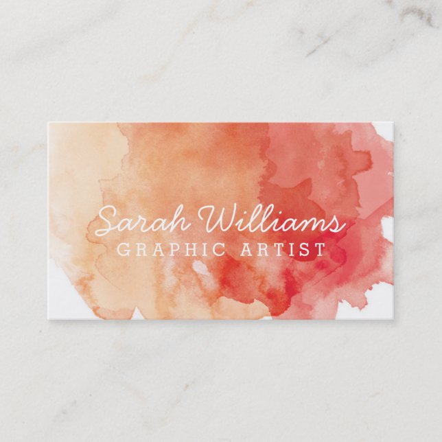 Orange + Red Watercolor Business Card (Front)