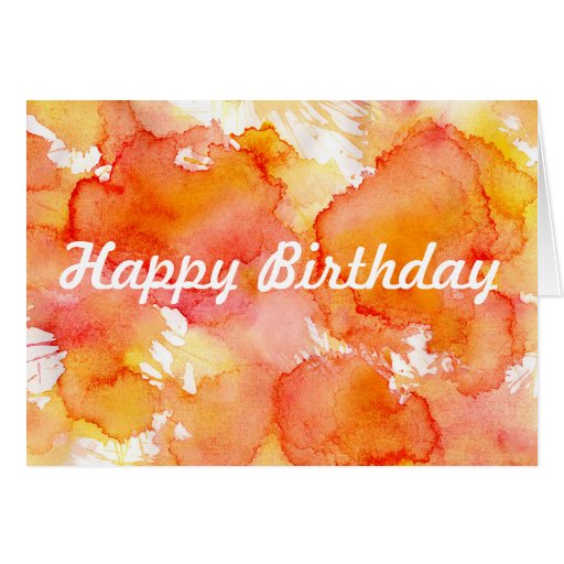 Orange & Red Watercolor Happy Birthday Card | Zazzle