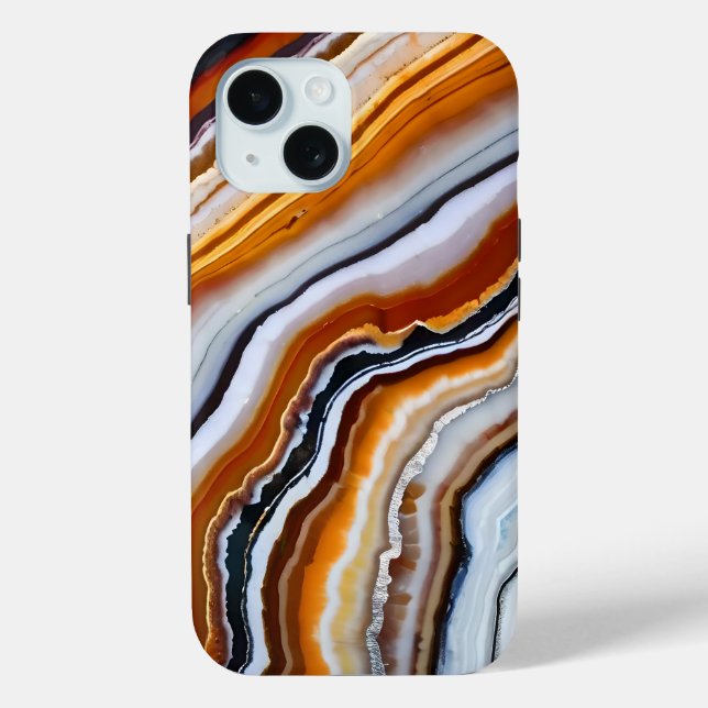Orange Red White Black Grey Agate Geode Case-Mate iPhone Case (Back)