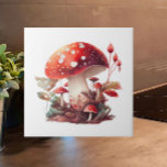 Orange Red Woodland Mushroom Cottagecore Ceramic Tile<br><div class="desc">Add the charm and whimsy of the popular Cottagecore aesthetic to your home with this colorful watercolor woodland mushroom ceramic tile. In tones of orange, red, brown and green, the motif will add a cozy feel to your kitchen backsplash or counter, bathroom, fireplace or other tiled space. Also makes a...</div>