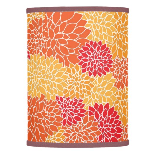 Orange-red-yellow flowers Lamp Shade (Front)