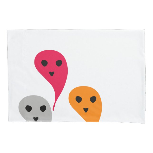 Orange red yellow grey halloween ghost pattern w t pillow case (Front)