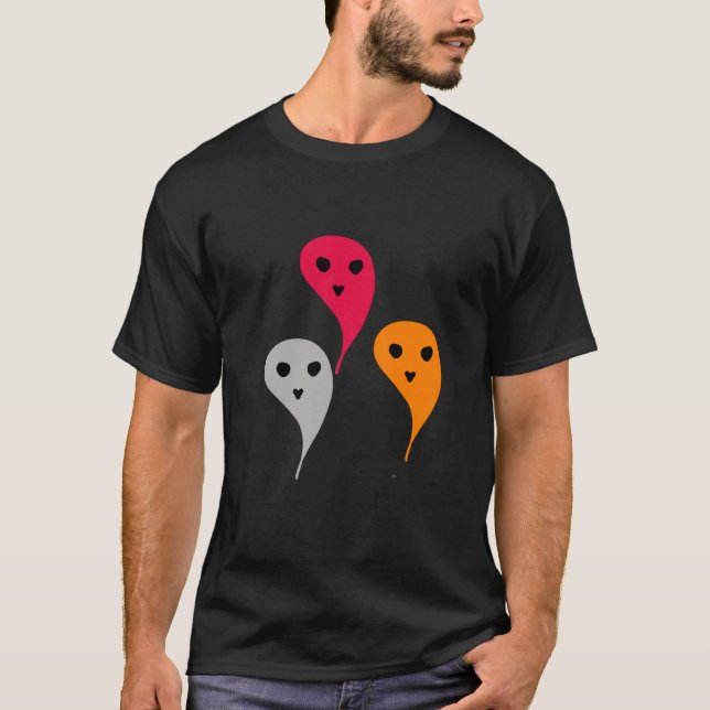 Orange red yellow grey halloween ghost pattern w t T-Shirt (Front)