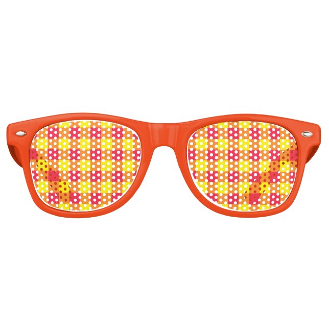Orange Red Yellow Plaid Seamless Pattern Retro Sunglasses (Front)