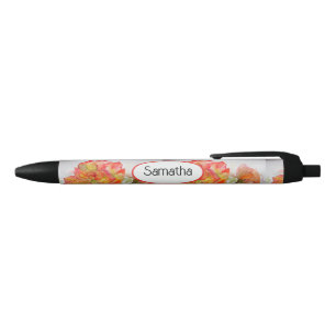 Orange Red Yellow Rose Roses Watercolor Girls Name Pen