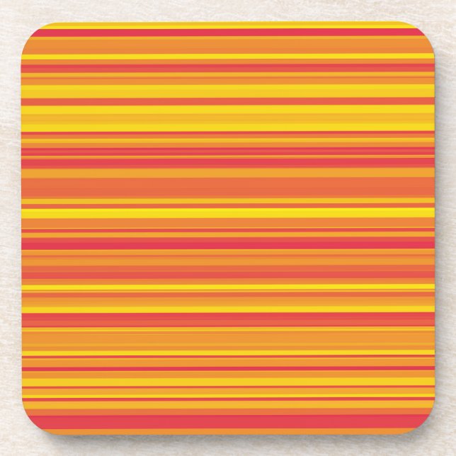 Orange Red Yellow Stripes Beverage Coaster (Front)