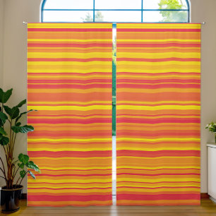 Orange Red Yellow Stripes Blackout Curtains