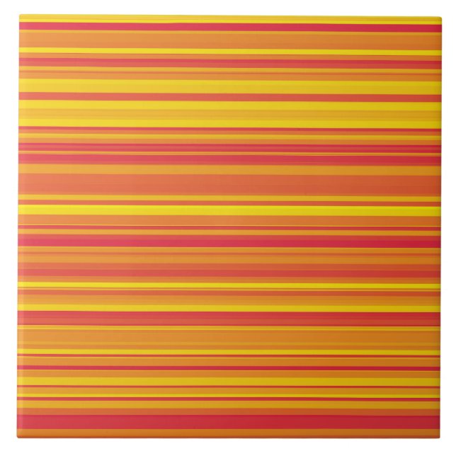 Orange Red Yellow Stripes Ceramic Tile (Front)