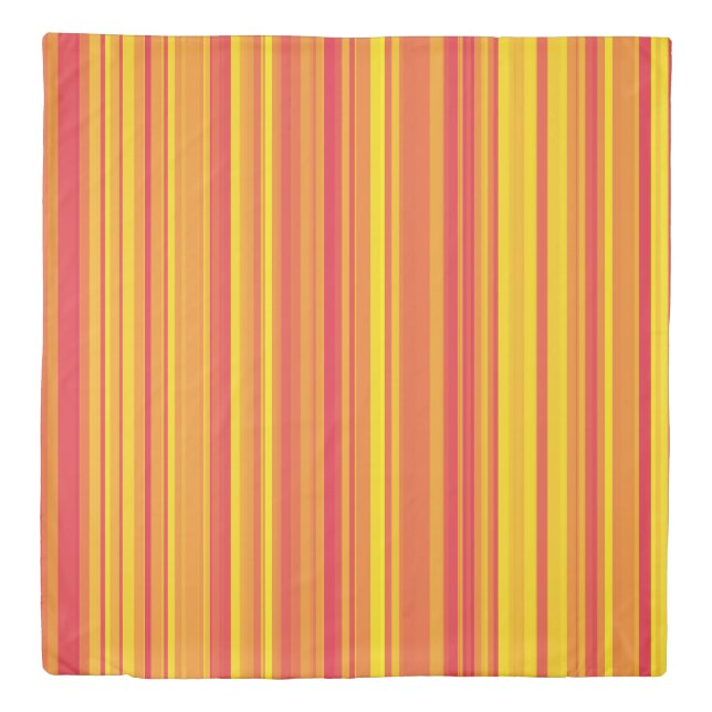 Orange Red Yellow Stripes Duvet Cover (Front)