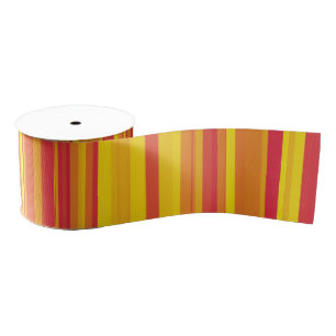 Orange Red Yellow Stripes Grosgrain Ribbon