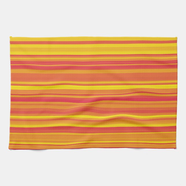 Orange Red Yellow Stripes Kitchen Towel (Horizontal)
