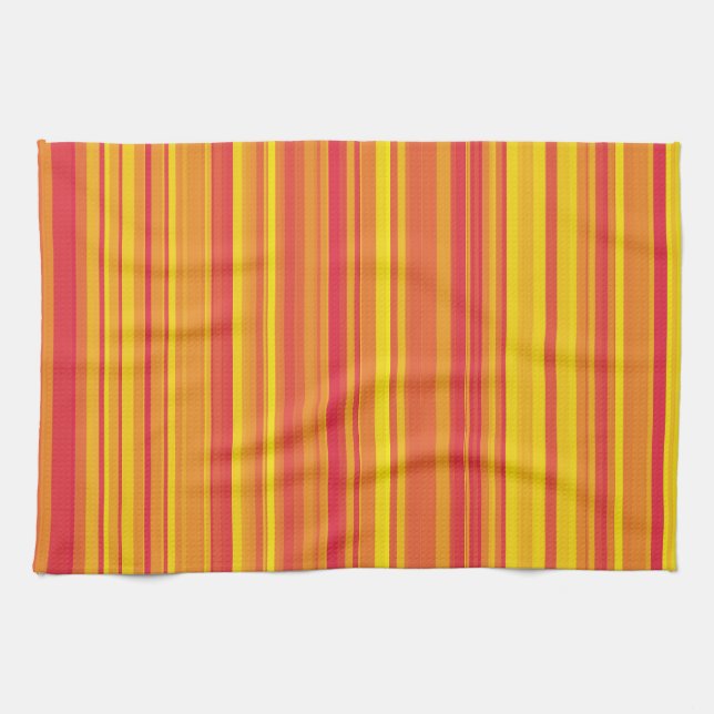 Orange Red Yellow Stripes Kitchen Towel (Horizontal)