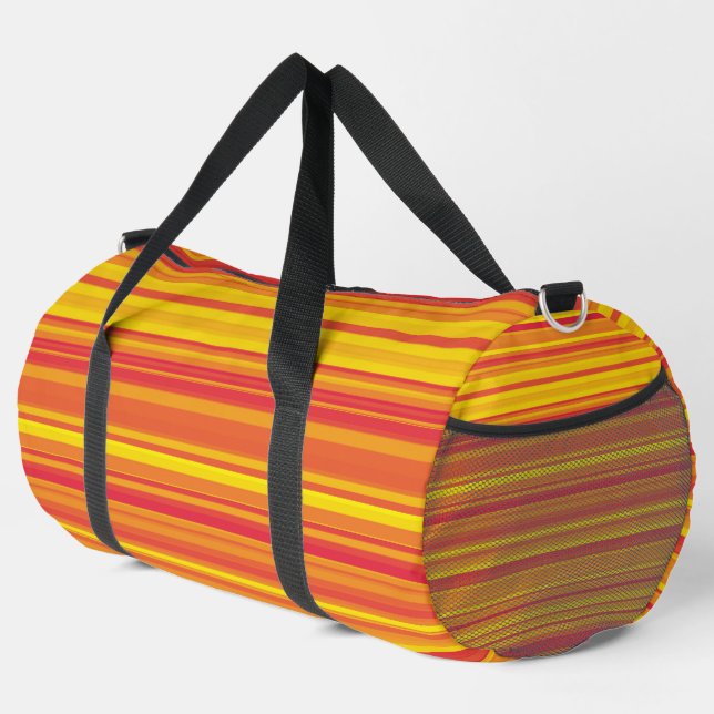 Orange Red Yellow Stripes Large Duffle Bag (Right Corner)