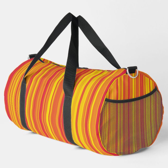 Orange Red Yellow Stripes Large Duffle Bag (Right Corner)