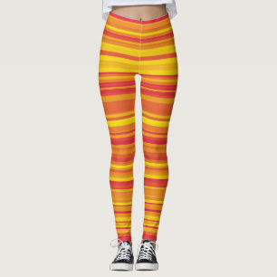 Orange Red Yellow Stripes Leggings