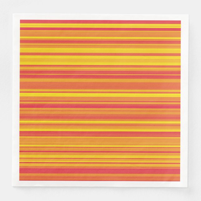 Orange Red Yellow Stripes Paper Dinner Napkins (Front)