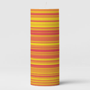 Orange Red Yellow Stripes  Pillar Candle