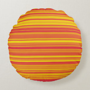 Orange Red Yellow Stripes Round Pillow