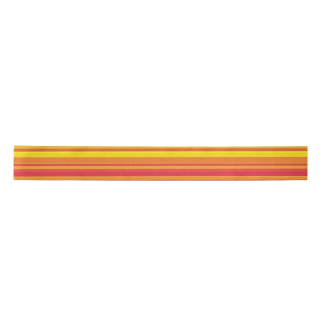 Orange Red Yellow Stripes Satin Ribbon (Front)