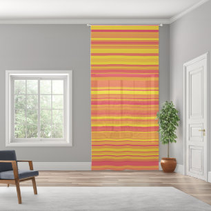 Orange Red Yellow Stripes Sheer Curtains