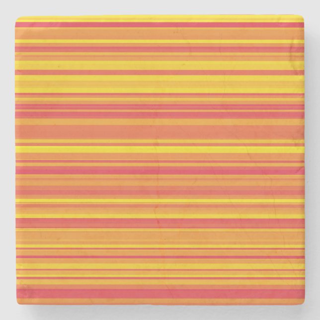 Orange Red Yellow Stripes Stone Coaster (Front)