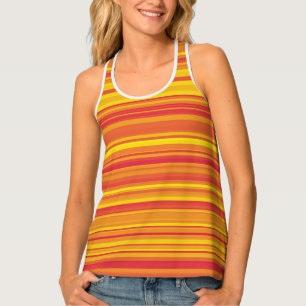 Orange Red Yellow Stripes Tank Top